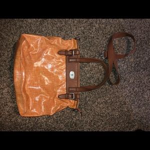 Fossil Key-Per-Coated -Orange-Bag-Purse-Crossbody
